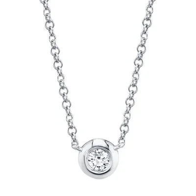 0.05CT 14K W/G DIAMOND BEZEL NECKLACE