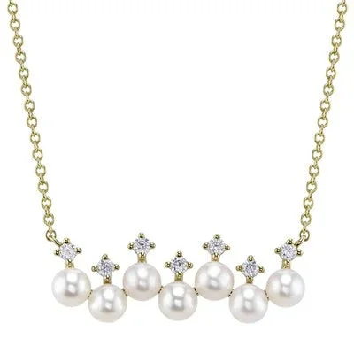 0.16CT DIAMOND & CULTURED PEARL NECKLACE