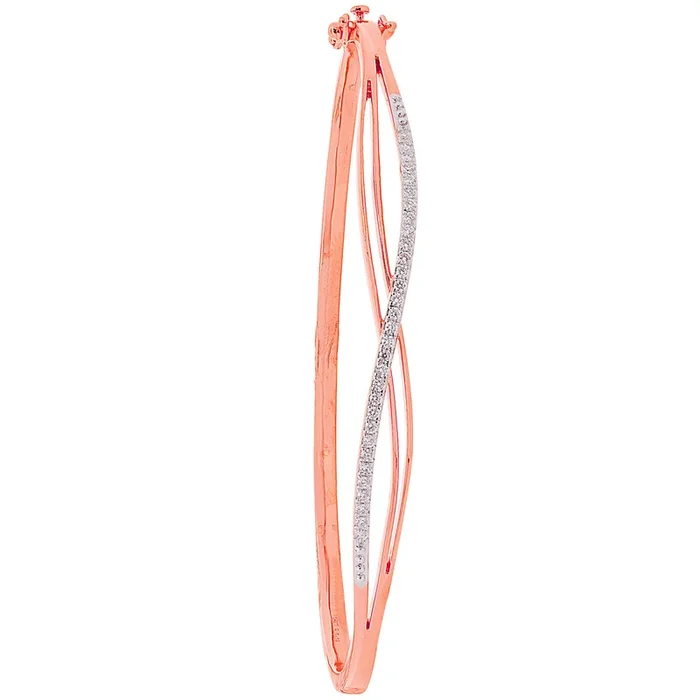 0.19Ct VVS/EF Diamond Bangle Bracelet in 18K Rose Gold