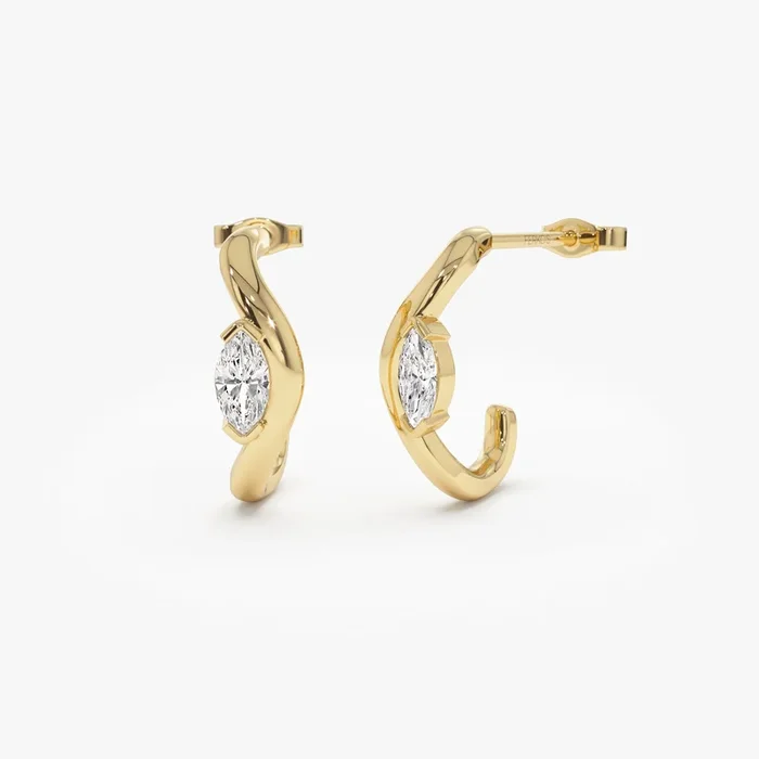 0.60 ctw 14k Marquise Shapes Lab Grown Swivel J Hoops – Emery