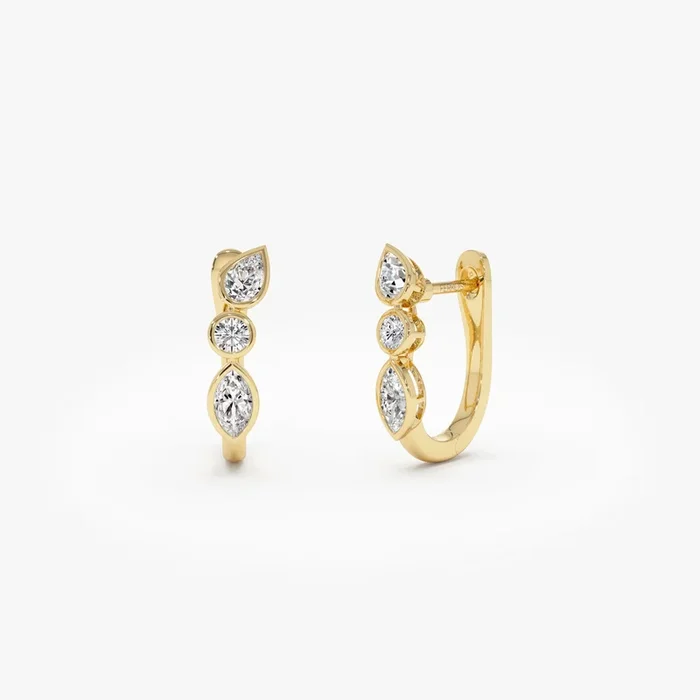 0.65 ctw 14k Marquise & Round Cut Lab Grown Diamond Hoop Earrings – Illaria