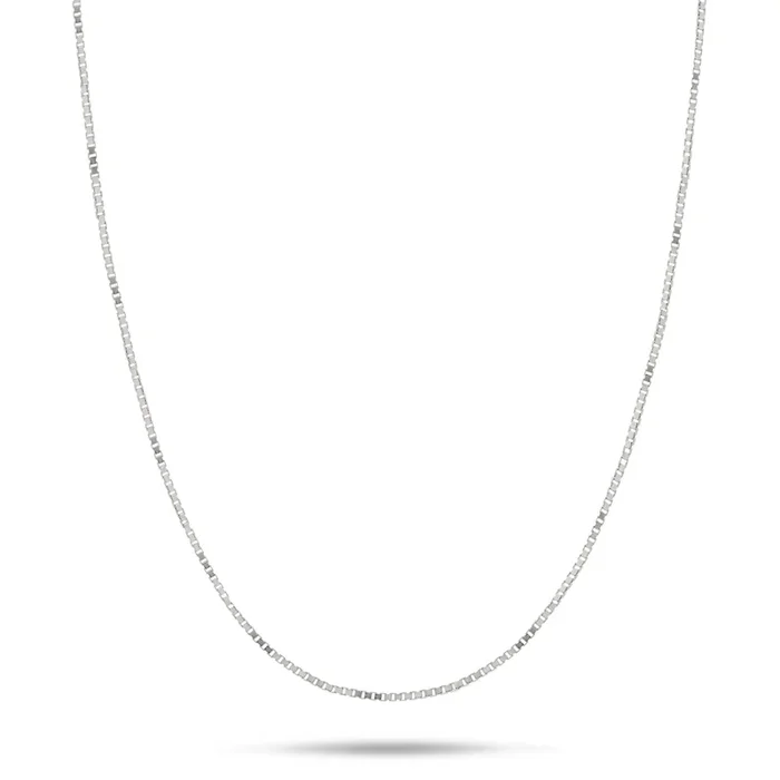 0.6mm Box Chain in 10k White Gold