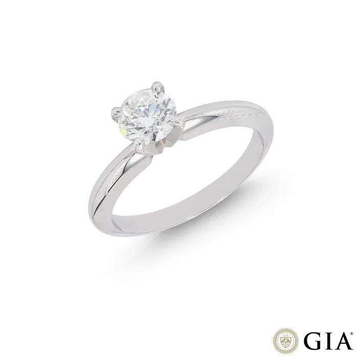 0.70CTW VVS2/F GIA Certified Diamond Solitaire Ring in 18K White Gold
