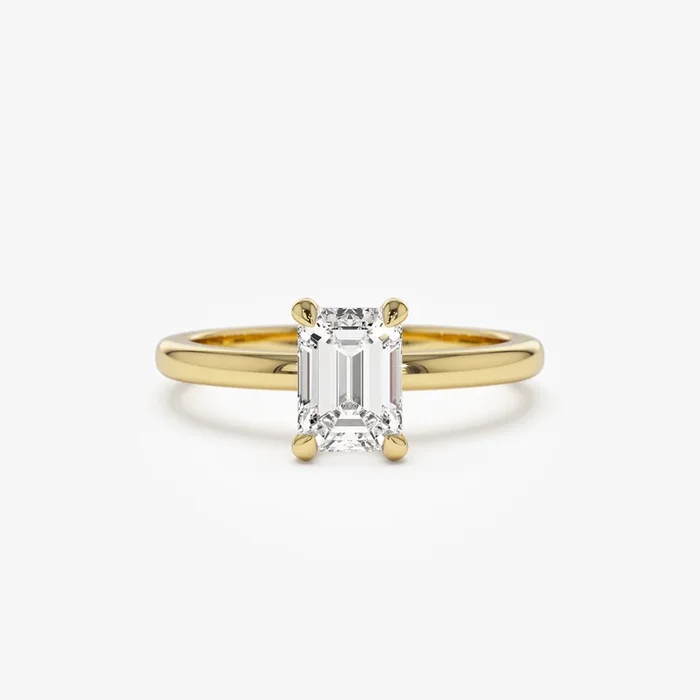 0.75 – 1.50 ctw 14k Four Prong Setting Emerald Cut Lab Grown Diamond Engagement Ring – Esther