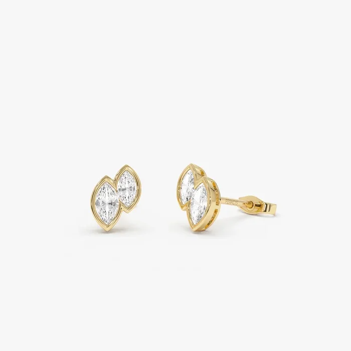 0.75 ctw 14k Lab Grown Marquise Shaped Diamond Double Bezel Stud Earrings – Gaia