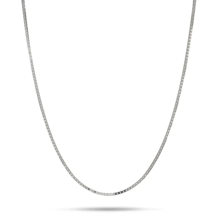 0.8mm Venetian Box Chain in White Gold