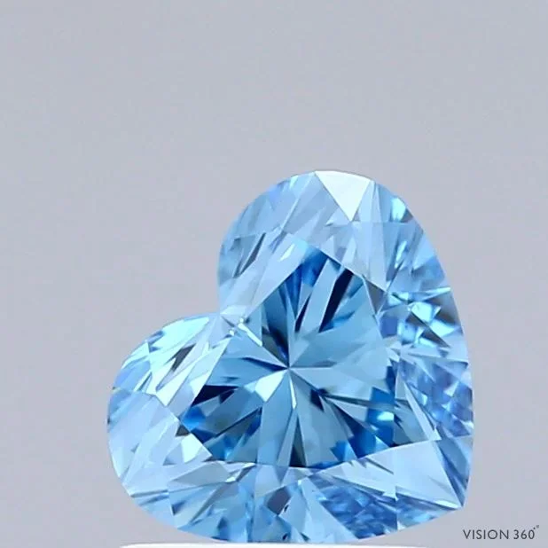1.00 Carat Heart Shaped, Ideal Cut, FANCY VIVID BLUE Color, VS1 Clarity, IGI Certified Lab Grown Diamond