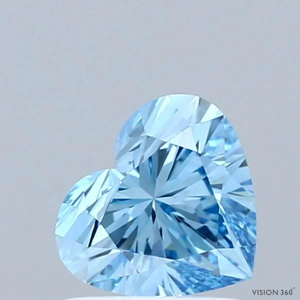 1.00 Carat Heart Shaped, Ideal Cut, FANCY VIVID BLUE Color, VVS2 Clarity, IGI Certified Lab Grown Diamond