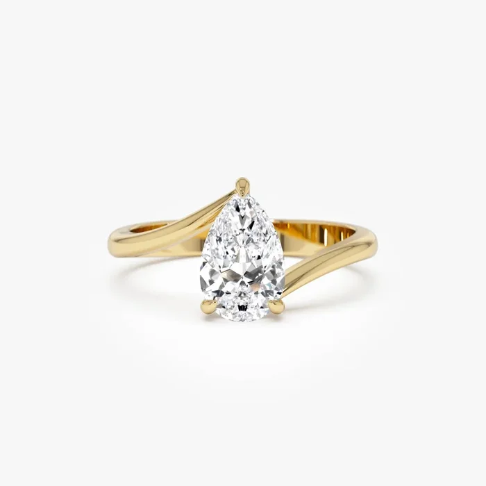 1.00 Ctw 14k Gold Pear Shape Lab Grown Diamond S Setting Engagement Ring – Maia