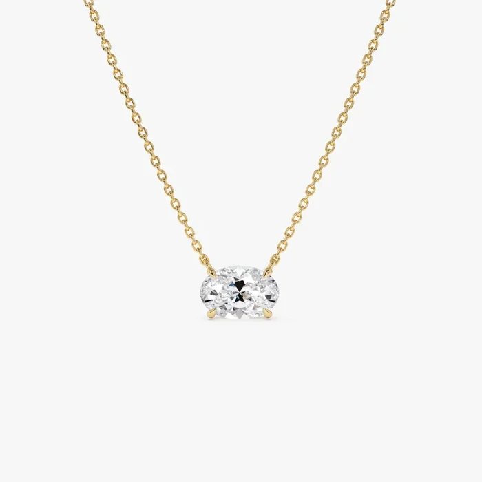 1.00 Ctw 14k Prong Setting Oval Shape Lab Grown Diamond Solitaire Necklace – Mara