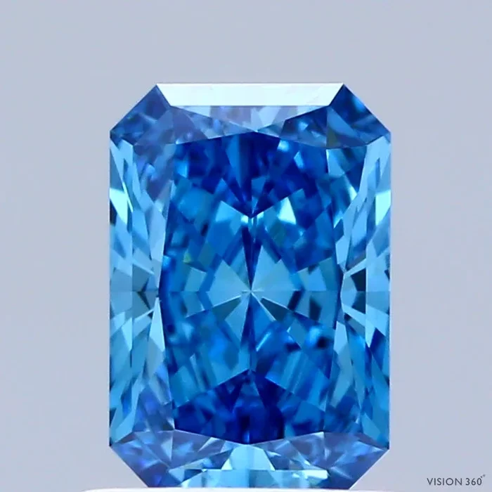 1.01 Carat Radiant Shaped, Ideal Cut, FANCY VIVID BLUE Color, VS1 Clarity, IGI Certified Lab Grown Diamond