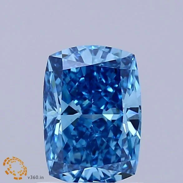 1.06 Carat Cushion Shaped, Ideal Cut, FANCY VIVID BLUE Color, VVS2 Clarity, IGI Certified Lab Grown Diamond