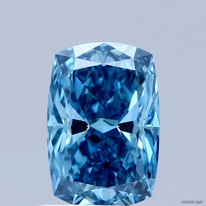 1.09 Carat Cushion Shaped, Ideal Cut, FANCY VIVID BLUE Color, VS2 Clarity, IGI Certified Lab Grown Diamond