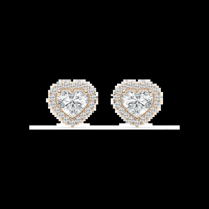 1 ¹⁄₅ ctw Heart & Round Lab Grown Diamond Halo Stud Earrings