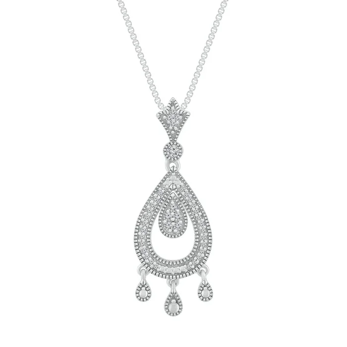 1/10 CTW Diamond Chandelier 18-inch Pendant in Sterling Silver