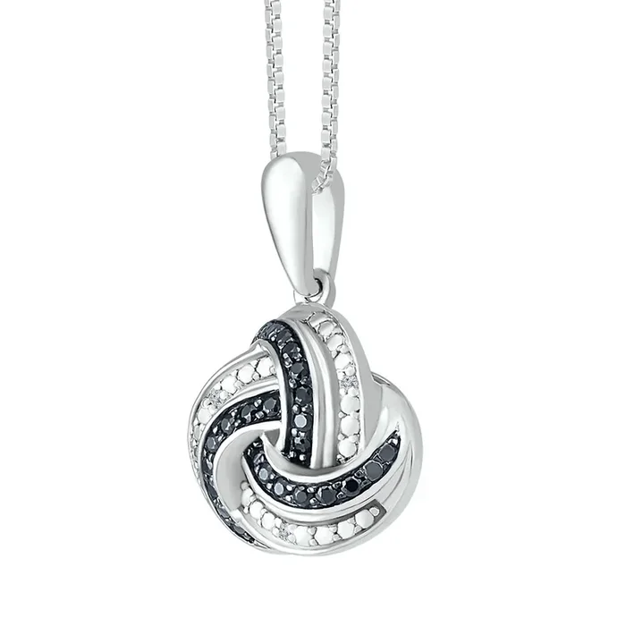 1/10 CTW Diamond Knot 18-inch Pendant in Sterling Silver