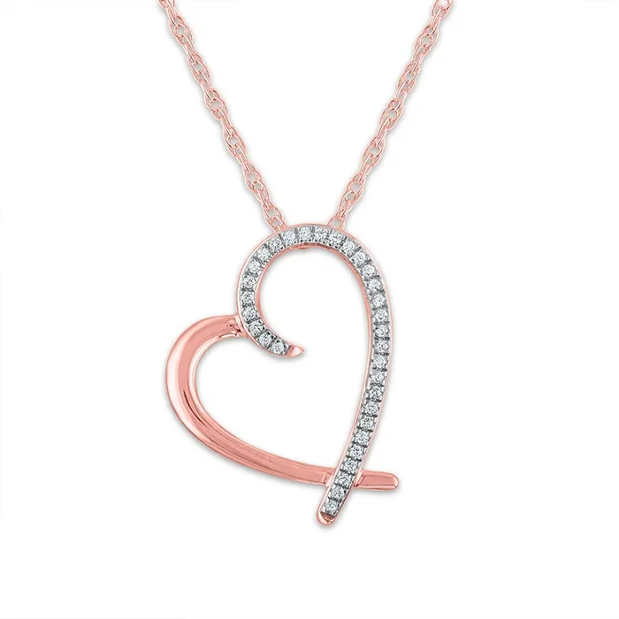 1/10 CTW Natural Diamond Heart 18-inch Pendant in 10KT Rose Gold