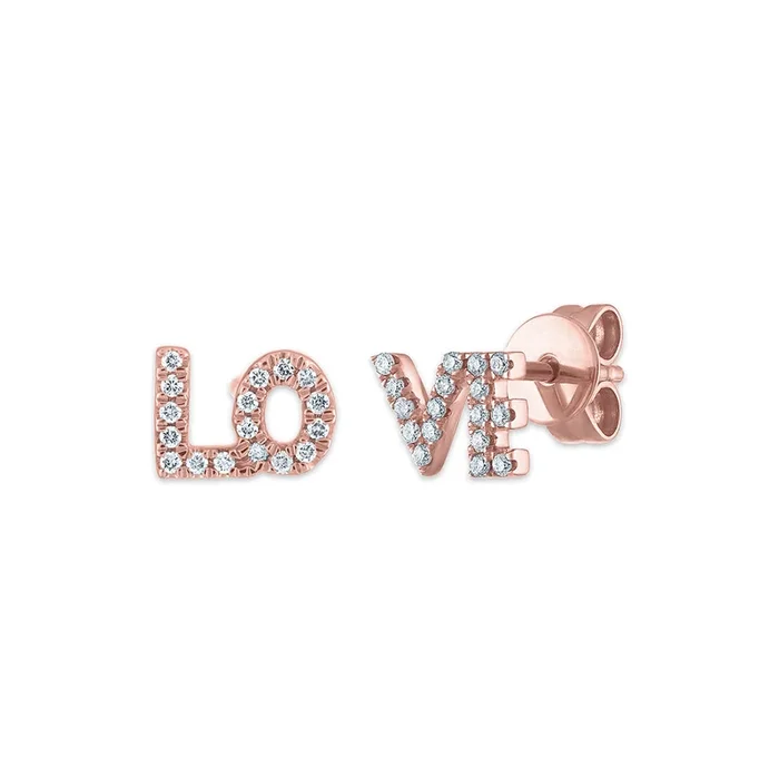 1/10 CTW Natural Diamond LOVE Earrings in 10KT Rose Gold