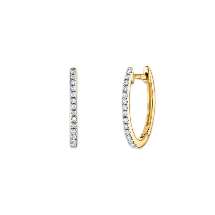 1/10 CTW Natural Diamond Oval Hoop Earrings in 10KT Yellow Gold