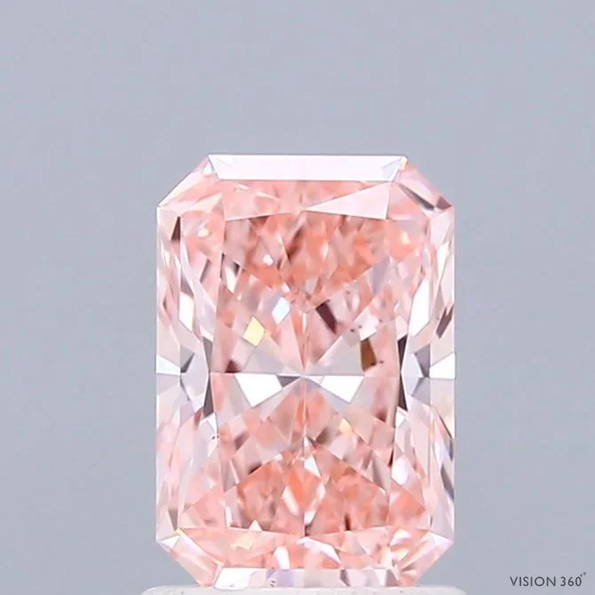 1.19 Carat Radiant Shaped, Ideal Cut, FANCY VIVID PINK Color, VS1 Clarity, IGI Certified Lab Grown Diamond