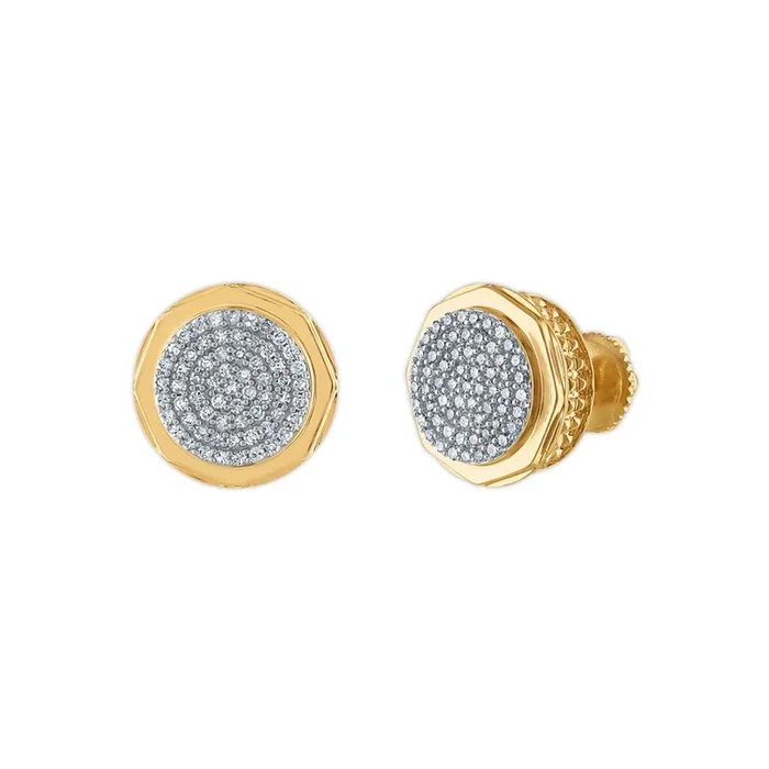 1/2 CTW Natural Diamond Fashion Stud Round Earrings in 10KT Yellow Gold