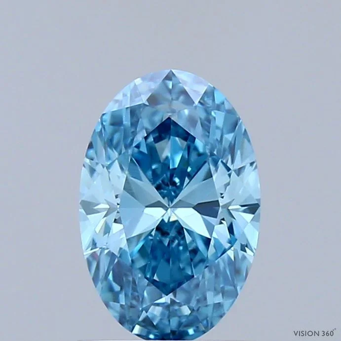 1.20 Carat Oval Shaped, Ideal Cut, FANCY VIVID BLUE Color, VVS2 Clarity, IGI Certified Lab Grown Diamond