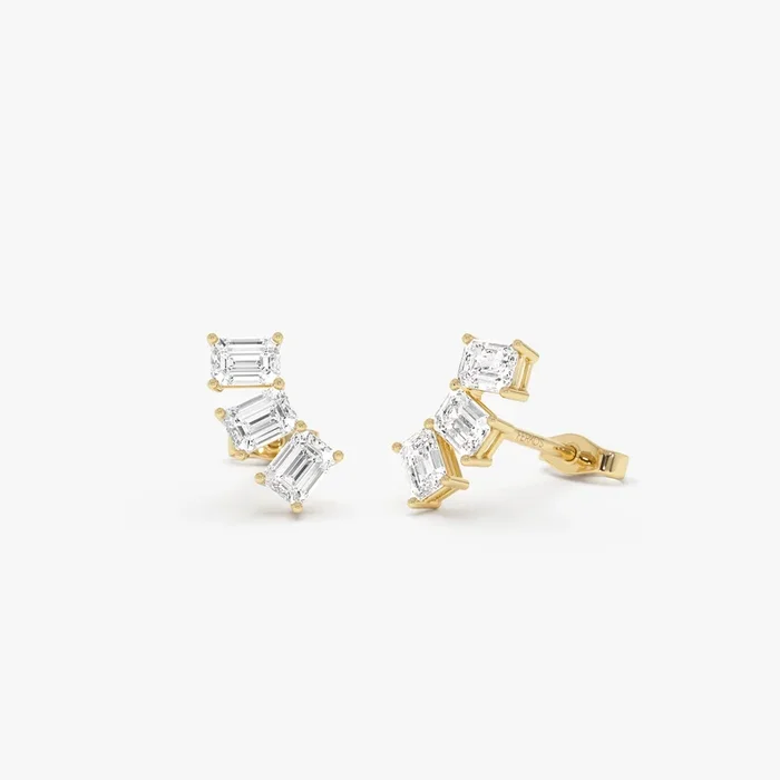 1.20 Ctw Lab Grown Emerald Cut Diamond Stud Earrings – Alba