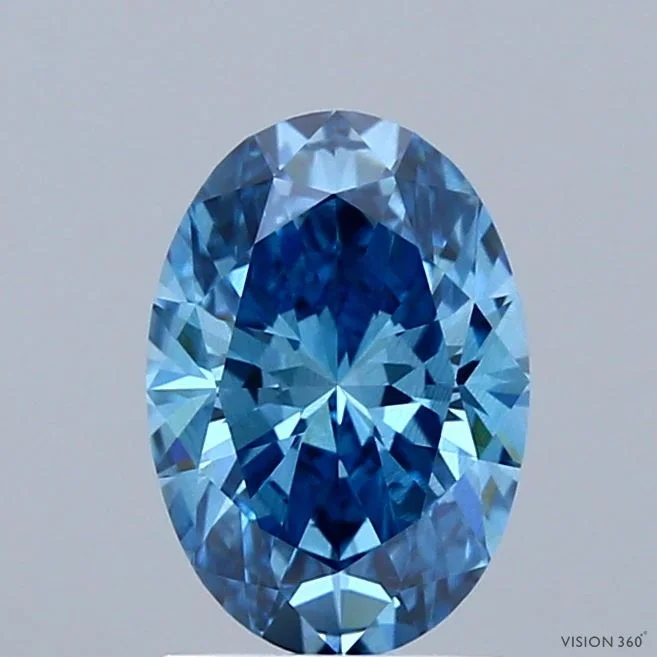 1.22 Carat Oval Shaped, Ideal Cut, FANCY VIVID BLUE Color, SI1 Clarity, IGI Certified Lab Grown Diamond