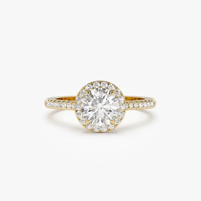 1.25 ctw 14K Halo Setting Round Brilliant Lab Grown Diamond Engagement Ring – Aria