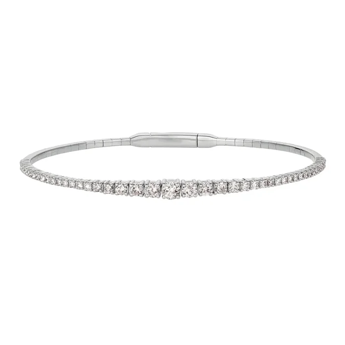 1.25ctw Graduated Diamond 14K White Gold Flex Bangle