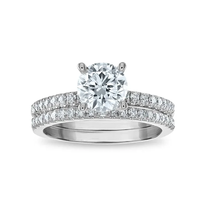 1-3/4 CTW Lab Grown Round Lab Grown Diamond Bridal Set in 14KT White Gold