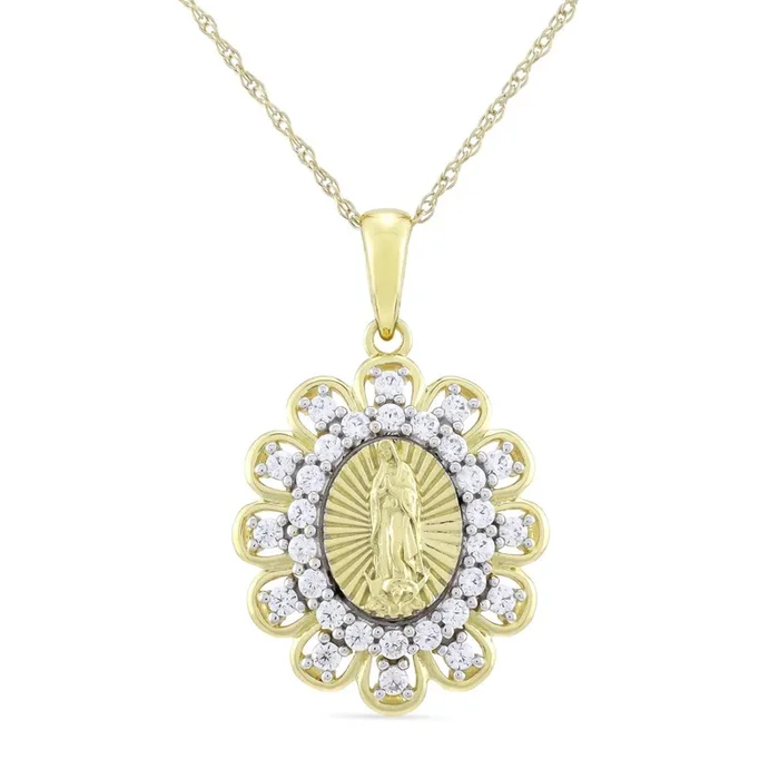 1/3 CTW Lab Grown Diamond 18-inch Our Lady Of Guadalupe Pendant in 10KT Yellow Gold
