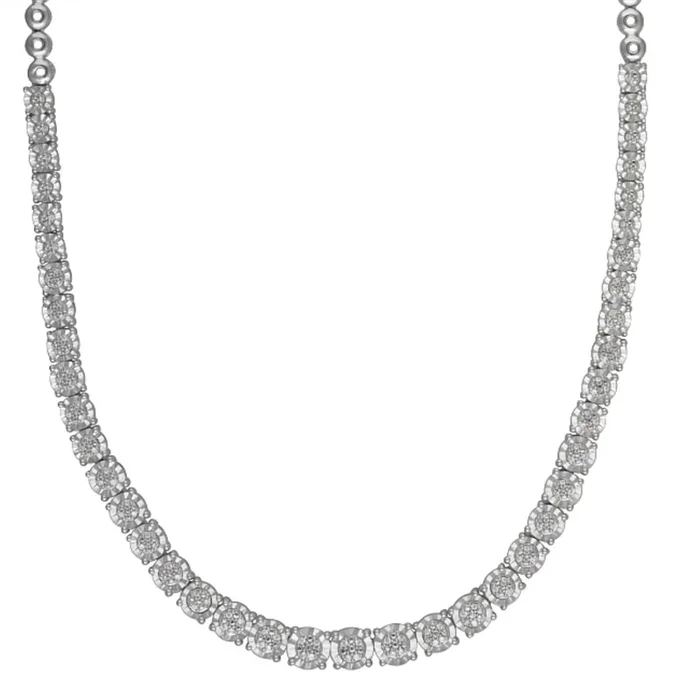 1/3 CTW Natural Diamond Illusion Set Tennis 18-inch Necklace in Sterling Silver