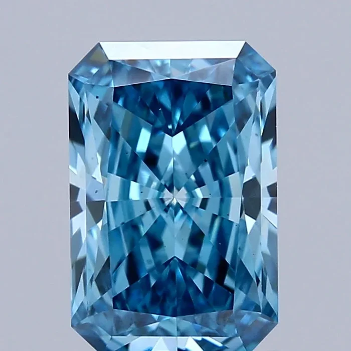 1.38 Carat Radiant Shaped, Ideal Cut, FANCY VIVID BLUE Color, VS1 Clarity, IGI Certified Lab Grown Diamond