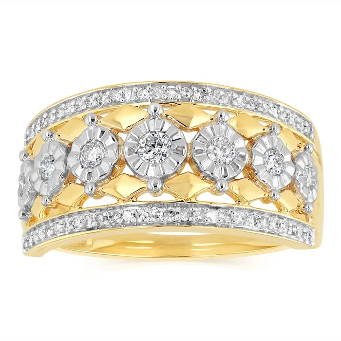 1/4 Carat Diamond Dress Ring in 9ct Yellow Gold