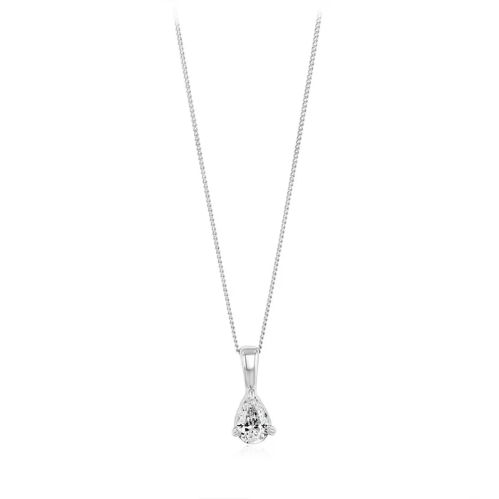 1/4 Carat Diamond Pear Pendant on Adjustable 41-46cm Chain in 9ct White Gold