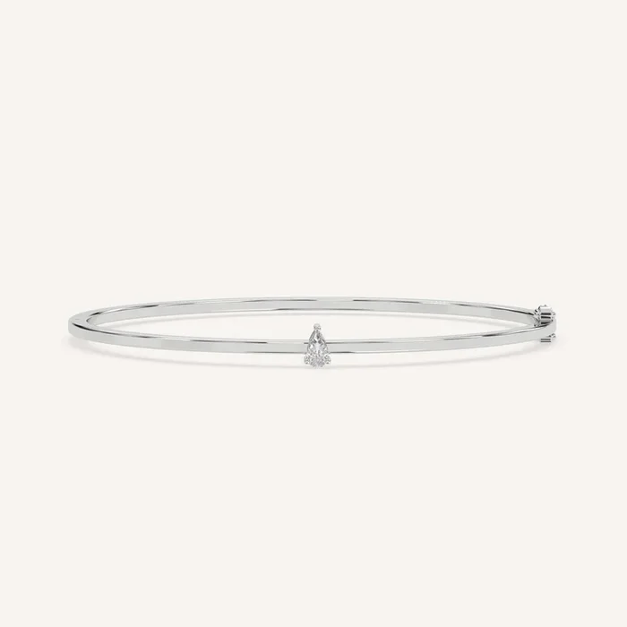 1/4 carat Pear Diamond Solitaire, Bangle Bracelet