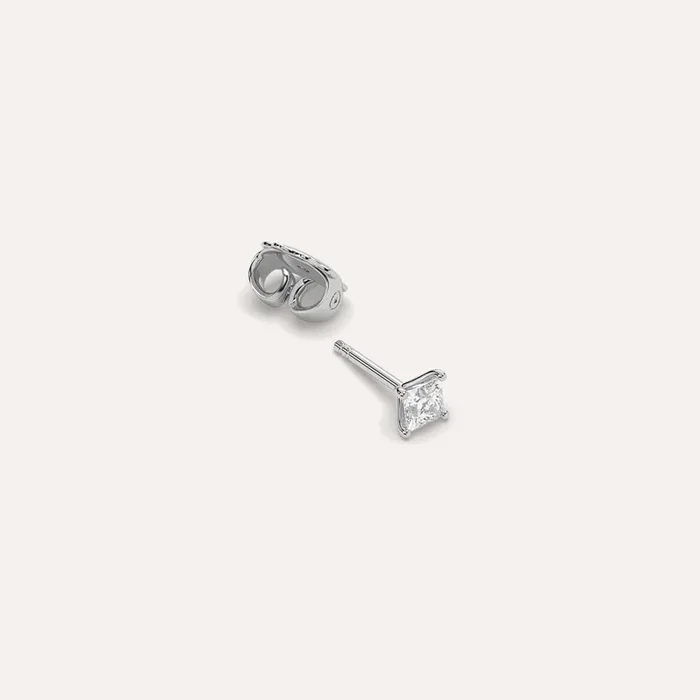1/4 carat Single Princess Diamond Stud Earring