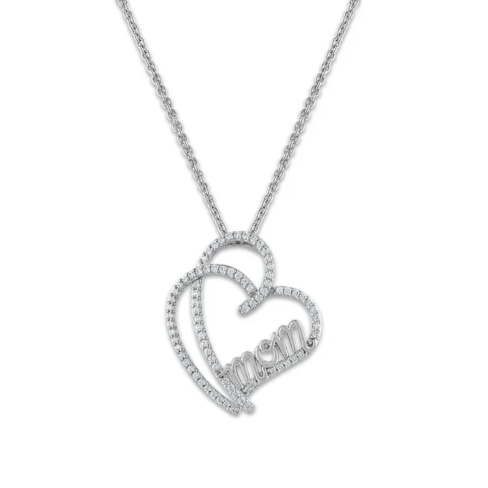 1/4 CTW Natural Diamond 18-inch Mom Pendant in Sterling Silver