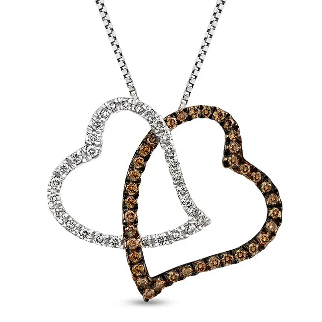 1/4 CTW Natural Diamond Heart Double Pendant in Sterling Silver