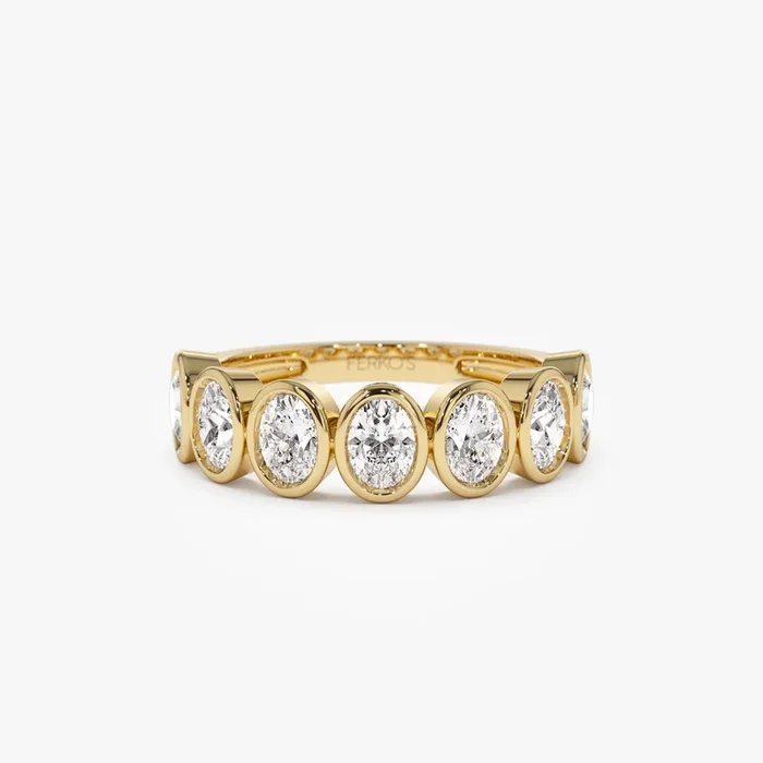 1.45 ctw 14k Bezel Setting Seven Stone Oval Shape Lab Grown Diamond Ring – Avery