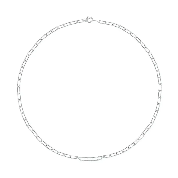 1/5 CTW Natural Diamond Fashion 17-inch Necklace in Rhodium Plated Sterling Silver