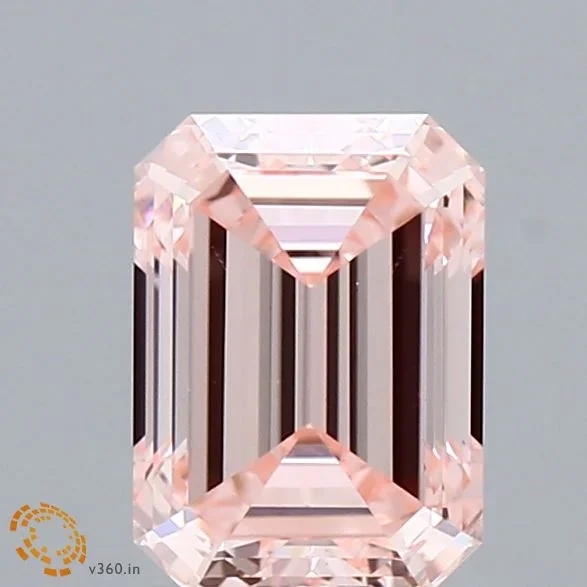 1.50 Carat Emerald Shaped, Ideal Cut, FANCY INTENSE PINK Color, VS1 Clarity, IGI Certified Lab Grown Diamond