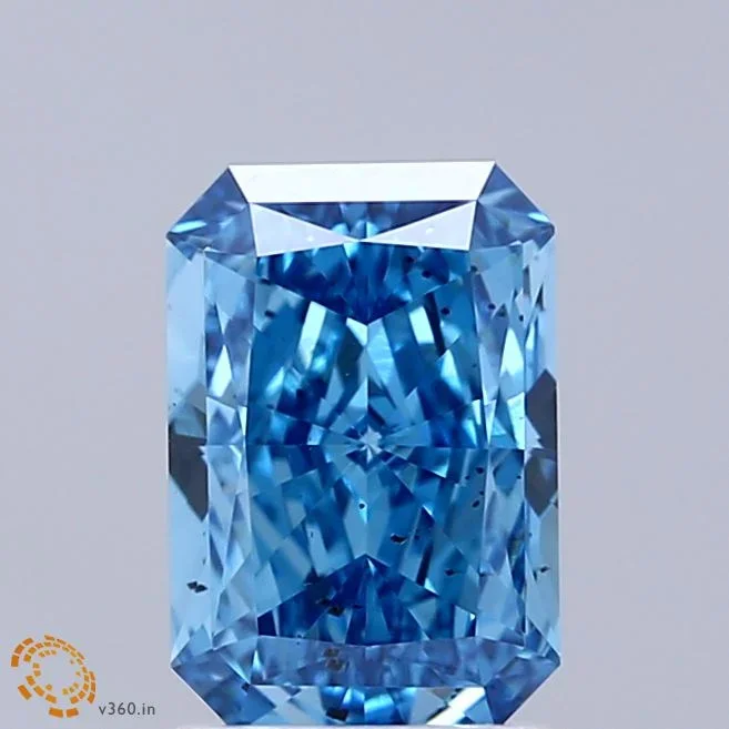 1.50 Carat Radiant Shaped, Excellent Cut, FANCY VIVID BLUE Color, SI1 Clarity, IGI Certified Lab Grown Diamond