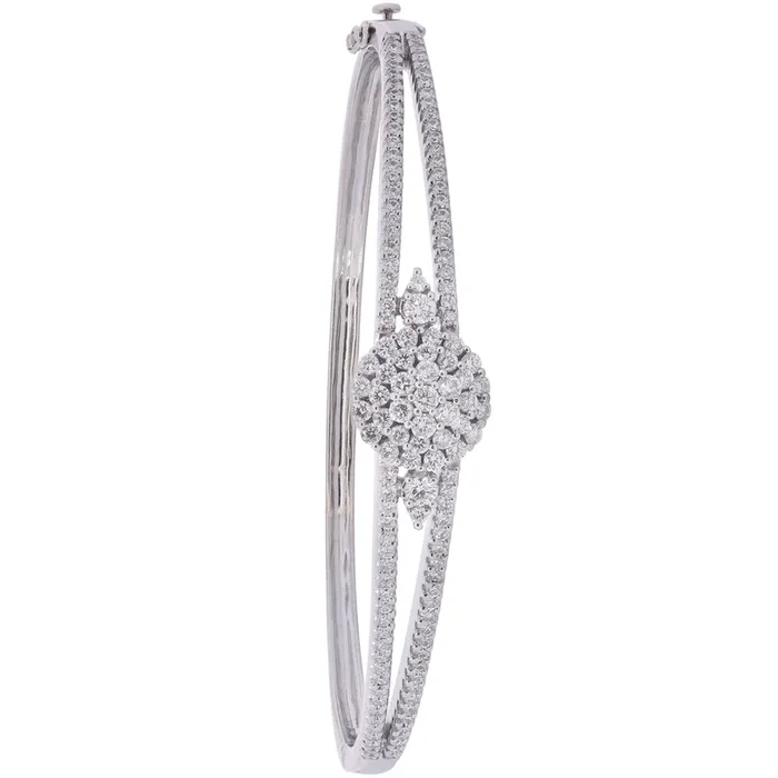 1.52Ct VVS/EF Diamond Bangle Bracelet in 18K White Gold