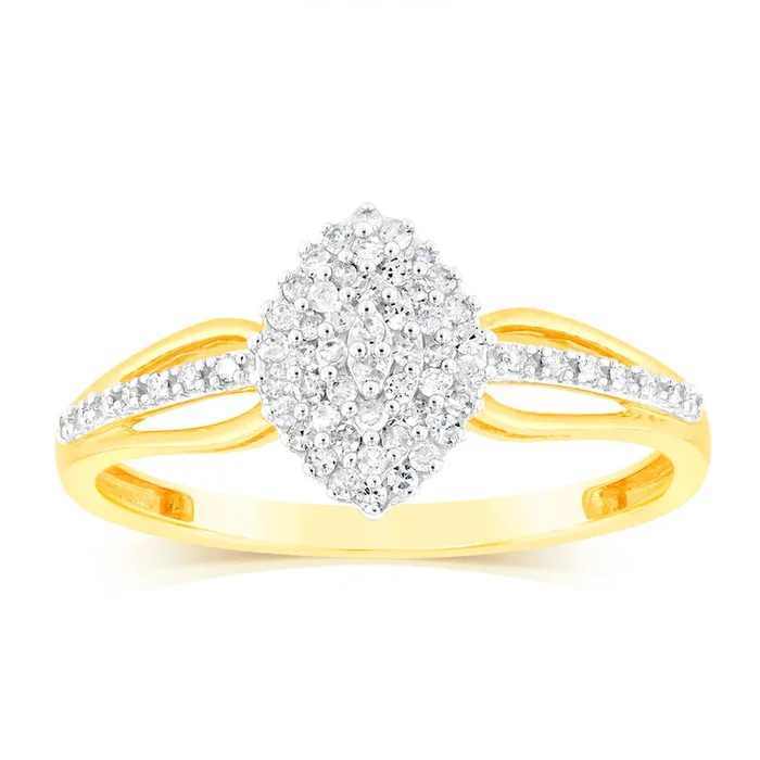 1/6 Carat Diamond Dress Ring in 9ct Yellow Gold