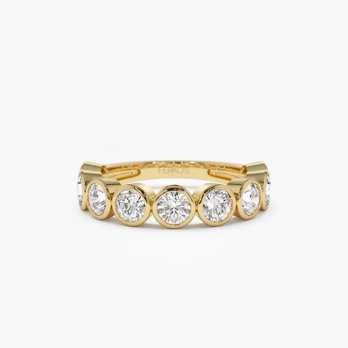 1.75 ctw 14k Bezel Setting Nine Stone Round Lab Grown Diamond Wedding Ring – Lily