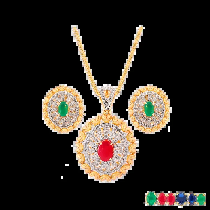 1.77Ct VVS/FG Diamond Pendant Set With Changable Gemstones in 18K Gold