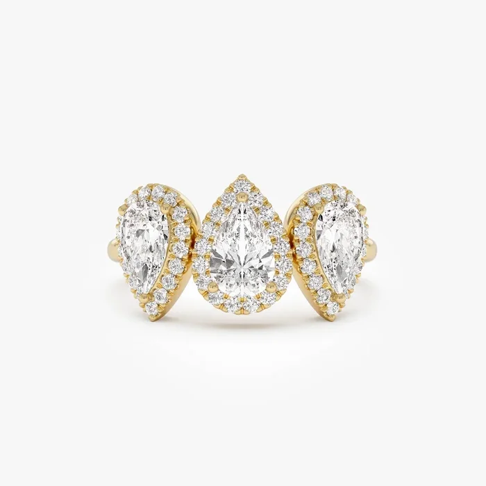 1.90 Ctw 14k Pear Shaped Halo Setting Lab Grown Diamond Ring – Viola