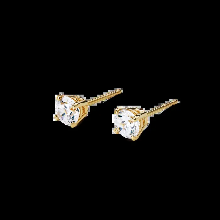 1 Carat Round Diamond Studs – Yellow Gold